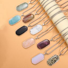 Pendant Necklaces Natural Stone Quartz Necklace Sliver Plated Amethyst Stainless Steel Chain For Women Trendy Jewellery Party Gifts