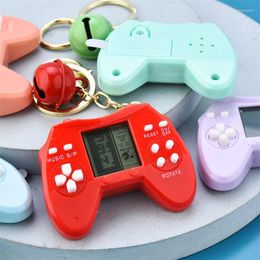 Keychains Creative Cool Transparent Shell Mini Game Console Key Chain Retro Puzzle Toy Playable Keyring School Bag Charm Student Gift