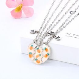 Pendant Necklaces Fashion Trendy Friend Necklace Cute Carrot Charm Enamel BFF Magnetic For Men Women Couple 3Pcs/Set