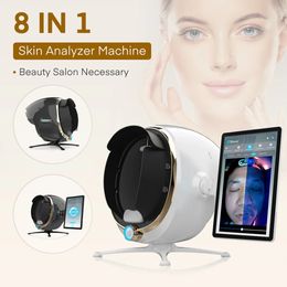 Language and logo can be Customised auto smart facial face skin analyzer moisture skin tester magic mirror high pixel 3d camera digital test reportor machine