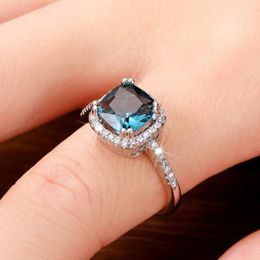 Wedding Rings CAOSHI Trendy Female Blue Cubic Zirconia Ring Bands Ceremony Accessories Simple Modern Style Finger Jewelry For Women