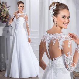2019 New Arrival A Line Wedding Dresses Long Sleeve Lace Appliqued Plus Size Wedding Dress Bridal Gowns Vestido De Noiva2992