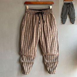 Men's Pants Bannaji Fashion Hip Hop Elastic Waist Striped Harem Men Joggers Sweatpants Loose Y2K Ankle Length Trousers