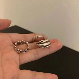 Cluster Rings Retro Simple Roman Numerals Ring Adjustable Opening To Make Old Three-piece Set Friendship Relationship Boy Girlfriend Gift