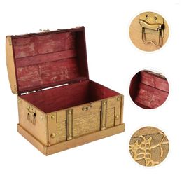 Gift Wrap Retro Wooden Pirate Vintage Jewelry Storage Organizer Trinket Keepsake Treasure Case Decor Without Lock Size S