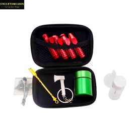 Tobacco Snuff Snorter Kit Aluminium Snuff Snorter Sniff Dispenser Nasal Pipe Metal Storage Container Stash Jar Glass Bottle Metal Spoon Bong dab rig