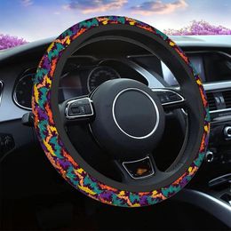 Steering Wheel Covers Halloween Bat Cover Colourful Birds Bats With Spread Wings Universal 15 Inch Auto Car In
