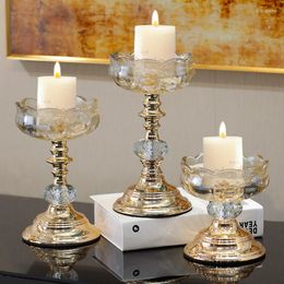 Candle Holders Holder Candlestick Lantern Light Glass Decoration For Home Vase Candelabra Wedding Lanterne Metal Tealight XX