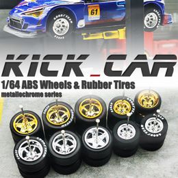 Diecast Model car Model Car 1/64 Wheels With Rubber Tyres 5sets Electroplating ABS Basic Modified Parts Vehicle Toy for wheels Tomica Mini GT 230617