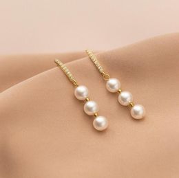 Stud Earrings Real 925 Sterling Silver Sweet Korean Natural Baroque Pearl Charming Small For Women Wedding Engagement Jewellery