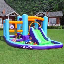 Uppblåsbar glid- och studs av bollgrop Moonwalk Jumper Castle Hopping Bouncer Slide Combo för Backyard Park Lawn Party inomhus utomhussportspel roliga presenter Toys