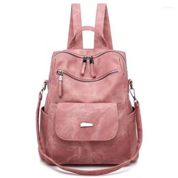 School Bags Leather Backpack Women Shoulder Bag Vintage Bagpack Travel Backpacks For Teenagers Girls Back Pack