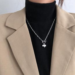 Pendant Necklaces Todorova Simple Love Heart-Shaped Charm Necklace Silver Color OT Buckle Clavicle Chain For Women Jewelry Gifts