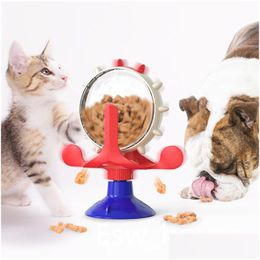 Dog Bowls Feeders Turntable Interactive Pets Slow Feeder Cat Puppy Windmill Educational Feeding Toys Drop Delivery Home Garden Pet Dh9Zs