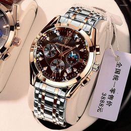 Orologi da polso POEDAGAR Trend Business Watch For Men Sport Cronometro Cinturino in acciaio di marca Luxury Luminous Moon Phase Date Clock