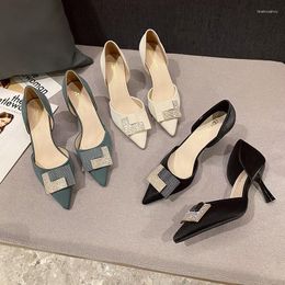 Sandals Spring Shoes Pointed Heel Suit Female Beige 2023 Women's Girls Black Stiletto Comfort High Pumps Scandals PU Casual