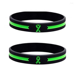 Charm Bracelets Green Line With Cancer Ribbon Silicone Wristband For Liver Awareness