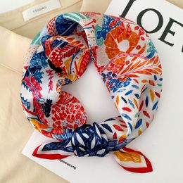 Scarves 100% Natural Real Silk Scarf Fashion Women Summer Beach Small 53*53cm Neck Scarves Shawl Bandana Hijab Pashmina Poncho 230619