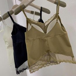 Camisoles & Tanks Chic Lacy Crop Top Padded Daily Wear Spaghetti Strap Seamless Summer Camisole