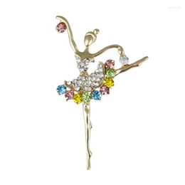Brooches 2023 Rhinestone Ballet Gymnastics Dancer Girl Cute For Women Exquisite Colourful Pin Corsage Fashion Jewellery Gift