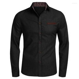 Men's Casual Shirts 2023 Men's Shirtfit Slim Spring Shirt Autumn Denim Quality Men Chemise Long Sleeve Cardigan Tops Camisas