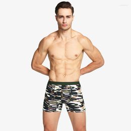 Underpants Camouflage Print Long Boxer Underwear Men Fashion Cotton Breathable Sportswear Boxers Cuecas Sexy Panties Shorts