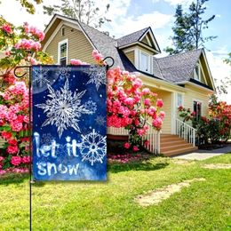 1pc, Winter Snowflake Garden Flag, Let It Snow Decorative Garden Flags, Weather Resistant Double Stitched 18 X 12Inch