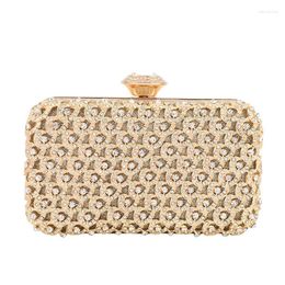 Evening Bags Metal Hollow Out Rhinestone Evenings For Women Fashion Clutch Bag Bride Cocktail Party Makeup Phone Coin Purse And Handbsga