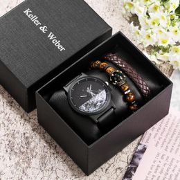 Wristwatches Luxurious Men's Wrist Watch Gift Box Business Men Set Bracelet Gifts For Quartz Watches Boyfriend