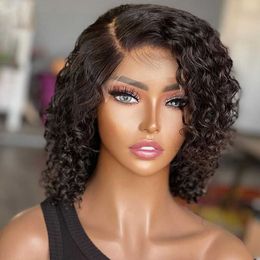 Nxy Hair Wigs Pixie Cut Bob Human for Women 13x1 Curly Side Part Lace Clearance Perruque Cheveux Humain 230619