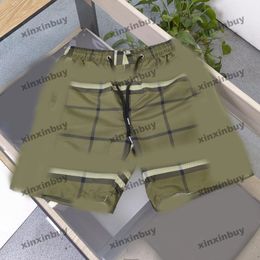 xinxinbuy Men women designer Beach shorts pant plaid pattern print Letters Hawaii Vacation summer brown black green M-3XL