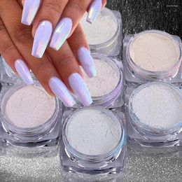 Nail Glitter 1Box Pearl Powder Neon Shimmer Mirror Mermaid Dust White Purple Aurora Chrome Pigment Polish Decor