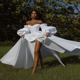 Beach Wedding Dresses Boho A Line Bridal Gowns Long Sleeve Split White robe de mariage vestido de noiva262M