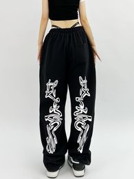 Women's Pants Capris HOUZHOU Hip Hop Gothic Black Jogging Sweatpants Oversize Y2K Grunge Kpop Baggy Trousers Harajuku Graphic Wide Leg Sports Pants 230619