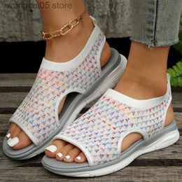 Sandals Women Sandals Knitting Summer Sandals 2023 New Casual Shoes For Women Flat Heels Sandalias Mujer Elegant Summer Shoes Female T230619