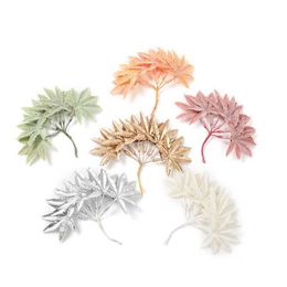 Dried Flowers 6PCs/Lot Maple Leaf Artificial Bouquet Silk Fake For Home Room Decor Wedding Decoration DIY Crafts Accessories