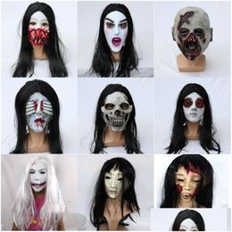 Party Masks Halloween Horror Scary Latex Mask Female Ghost Head Haunted House Py For Adts Drop Delivery Home Garden Festive Supplies Dh8Vk
