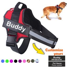 Dog Collars Leashes Personalised Harness NO PULL Reflective Breathable Pet Vest For Small Large outdoor Walk Training Accessories 230619