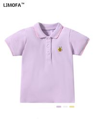 Polos LJMOFA Summer Baby Girl T Shirt Short Sleeve Polo Shirts for Girls Children Solid Color Cotton Tops Toddler Tees Clothes D407 230617