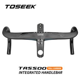 Bike Handlebars Components TOSEEK TR5500 Bicycle Handlebar T800Carbon Integrated Road 28.6mm With Computer Holder 230619