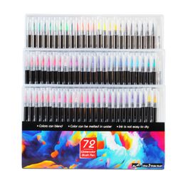 Watercolour Brush Pens 72 Colours suit Watercolour brush art mark used to draw scrapbook letters cartoons calligraphy painting school supplies 230619