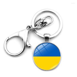 Keychains Cute Ukrainian Keychain Pendant Men's And Women's Fashion Car Bag With Metal Lobster Button Keyring