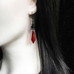 Stud Earrings Woman Red And Black Gem Pendant Dark Bat Decorative Fashion Fine Ornament