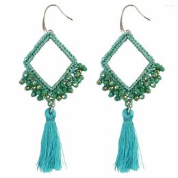 Dangle Earrings Ethnic Woven Cotton Thread Long Tassel Drop For Women Boho Party Jewelry Handmade Statement Earring Boucle D'oreille