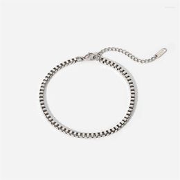 Link Bracelets Youthway Trendy Box Chain Stainless Steel Design Noble Pretty Bracelet For Men Women Jewellery Gift 2023