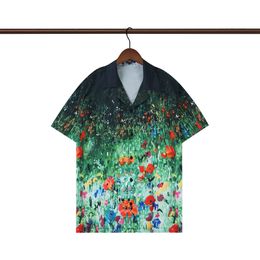 New Summer Short Sleeve Designers Bowling Shirts Men Fashion Colourful Floral Print Dress Shirt Man Regular-Fit Casual Silk Shirt M-3XL tt77