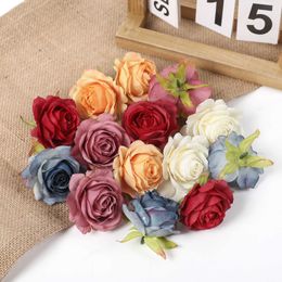 Dried Flowers 5PCs Rose Artificial Silk Fake For Home Room Decor Party Wedding Valentines Day Decorations DIY Crafts Accessory