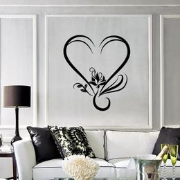 Wall Stickers Romantic Love Heart And Lotus Flower Yoga Mandala Sticker Living Room Bedroom Wedding Couple Decal Home Decor