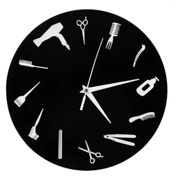 Wall Clocks Vintage Gifts Clock Decor Beauty Hair Salon 30cm Decoration Ornament Black Acrylic Child