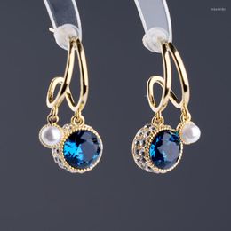 Dangle Earrings Arrival Blue Glass Stone OL Water Drop For Women Mother Party Fashion Jewelry Wholesale Ear Accessory